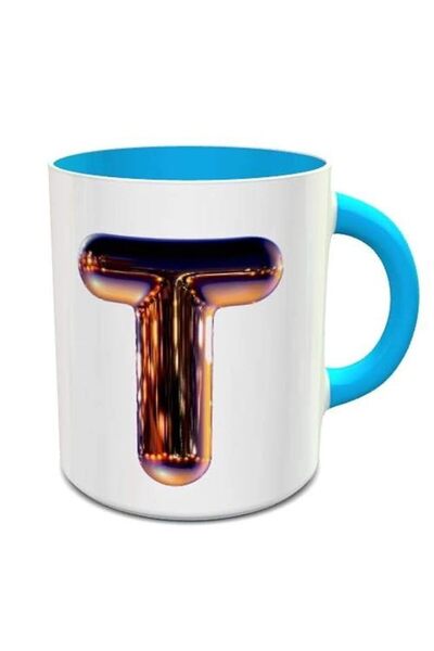 Generic Impress White & Blue Ceramic Coffee Mug With Night Chrome Letter T
