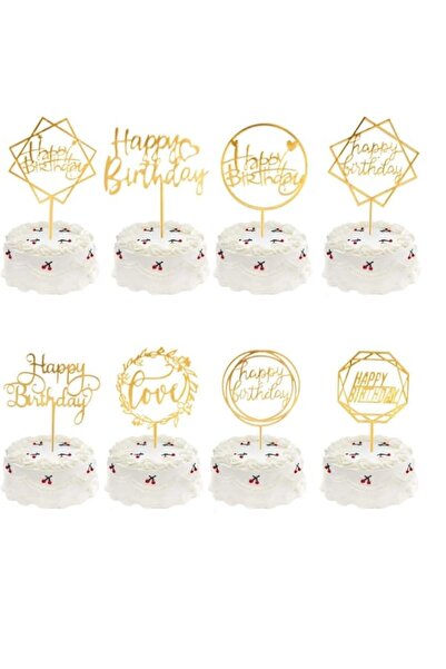 Generic Meowoo Happy Birthday Cake Topper 8 Pack, Acrylic Cupcake Toppers for...