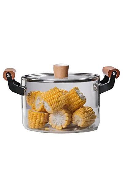 Generic 3.5L Kitchen Cooking Saucepan With Lid And Double Wooden Handle Glass...