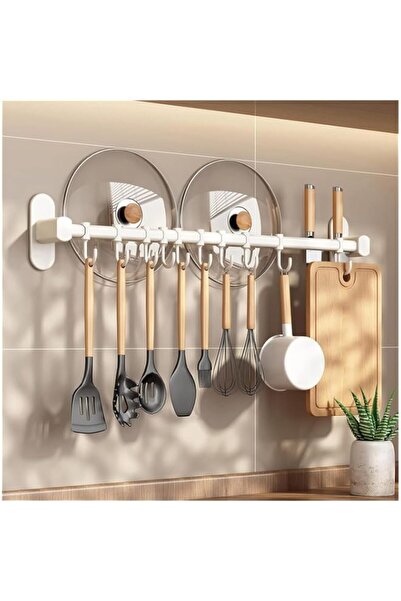 Generic YelaJoy 60CM White Kitchen Utensil Holder Hanger, Pot and Pan Rack Wa...
