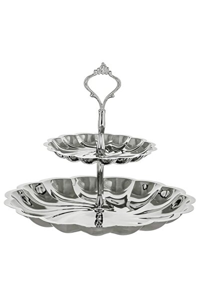 Generic Linkage Stainless Steel Candy Dish 2 Tier - Silver