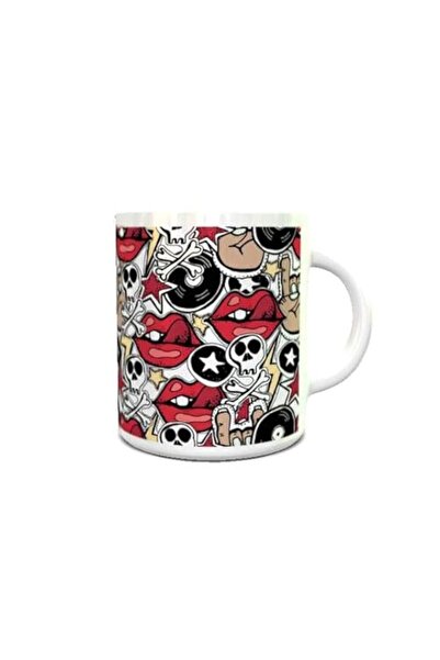 Generic Impress Ceramic Coffee Mug with Crazy Punk Design (White)