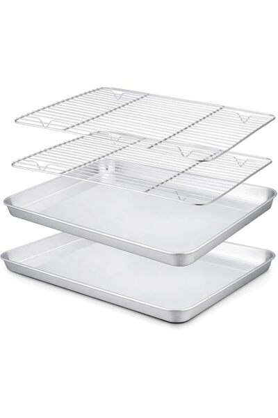 Generic Toaster Oven Pan Set with Cooling Racks, 26.7 x 20.3 cm, Stainless St...
