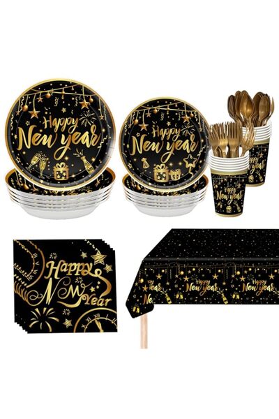 Generic KatchOn, Happy New Year Plates Cups and Napkins Set - Serves 25 Guest...