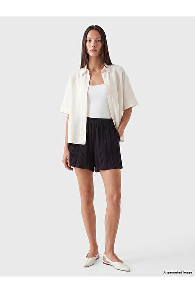 LC Waikiki Trendlucky Women's Textured Shorts with Elastic Waist and Contrast