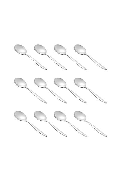 Generic Wnk Tulip Soup Spoon Set - 12 Pieces - Silver