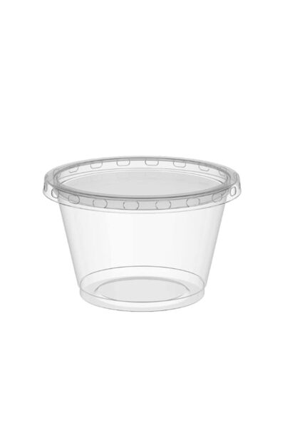 Generic 50 SET - 120ml - Plastic Bowl/Sauce Cup White with White Lid (SAUCE,S...