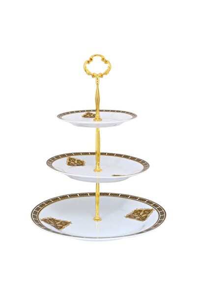 Generic Shallow Bone China 3 Tier Cake Plate - TF-CP-025