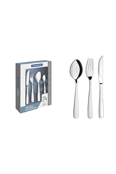 Generic Tramontina Flatware Set 24 Pieces Stainless Steel Amazonas Shiny Fini...