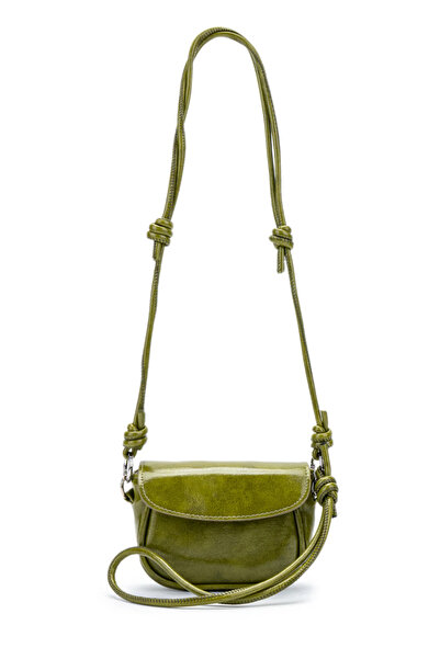 DEV 3 ADAM Geantă crossbody pentru femei, verde ulei, cu detaliu nod reglabil...