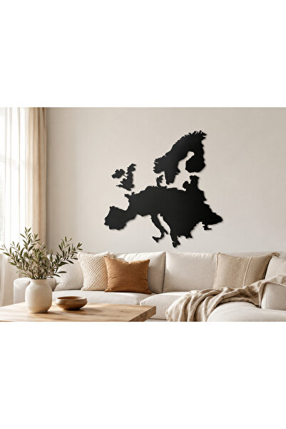 YRC Tasarım Avrupa Haritası Metal Magnet Panosu 100x100 cm Siyah Duvar Dekoru...