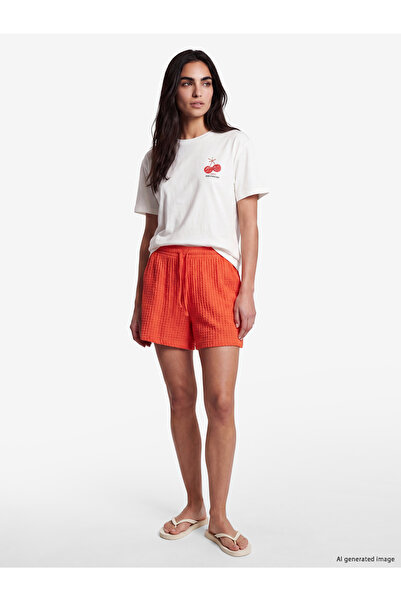 LC Waikiki Trendlucky Women's Textured Shorts with Elastic Waist and Contrast