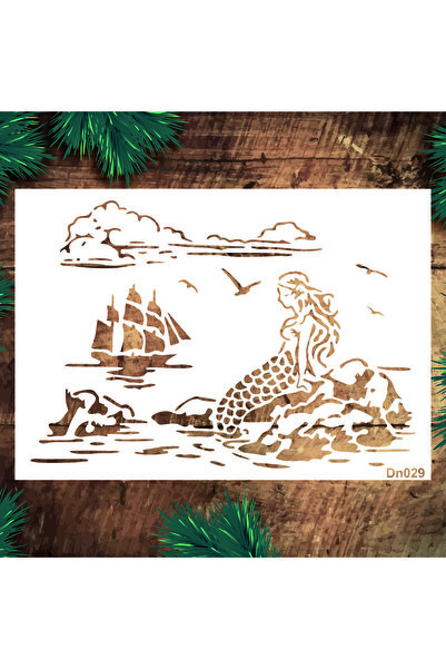 STENCİLTASARIM Stencil Tasarım DN029 Deniz Temalı Duvar, Ahşap,kumaş Boyama Şablonları, Desen Aktarma Kalıbı