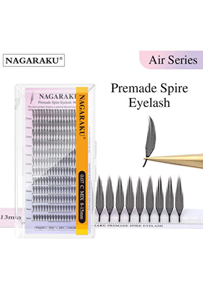 NAGARAKU Spire İpek Kirpik 0.07 Kalınlık C Kıvrım Mix Boy (8-15mm) Anime Kirpik