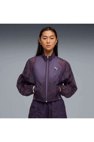 Puma DARE TO Oversized Woven Jacket Deep Plum Kadın Mor Sweatshirt