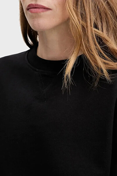 Calvin Klein A - CROPPED BADGE LOGO SWEATSHIR Siyah Kadın Sweatshirt