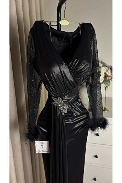 MYGROUP Luxury Metallic Evening Dress Tore&Rich Neckline - My Group