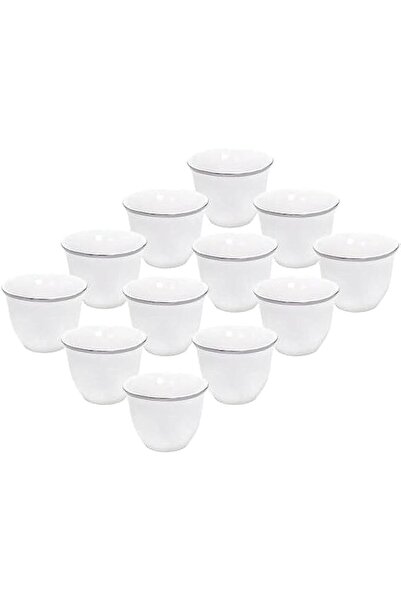 GENERAL Mn Porcelain Cup and Saucer Set, 60.0 Ml, Silver Tone, Durable, Numbe...