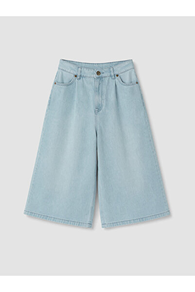 LC Waikiki Trendlucky Bermuda Fit Women's Jean Shorts with a Difference in Color
