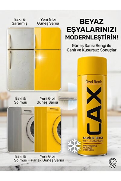caxcolors Cax Beyaz Eşya Boyası Sprey 400 ml - Buzdolabı Çamaşır Makinesi Kli...
