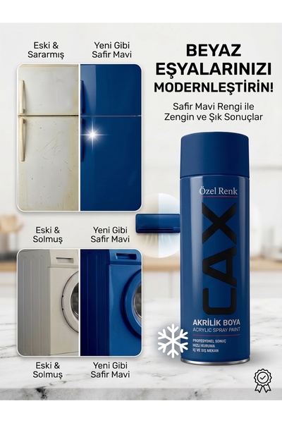 caxcolors Cax Beyaz Eşya Boyası Sprey 400 ml - Buzdolabı Çamaşır Makinesi Kli...