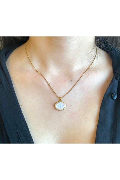 milayk Holographic Mussel Gold Steel Necklace