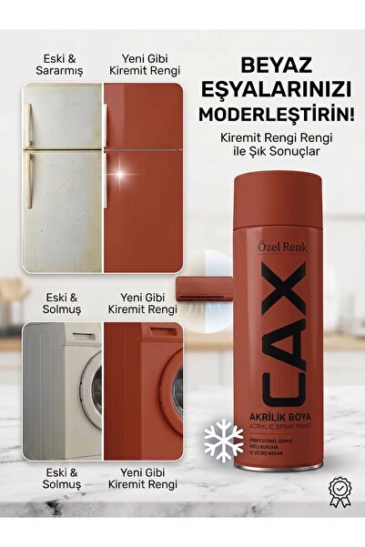 caxcolors Cax Beyaz Eşya Boyası Sprey 400 ml - Buzdolabı Çamaşır Makinesi Kli...