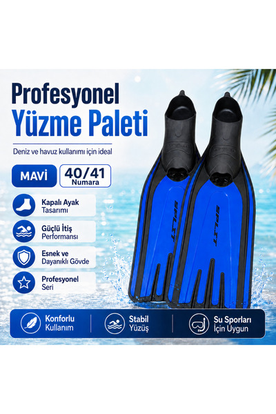 Apnea Split Palet 40/41 Numara, Profesyonel Yüzme ve Dalış Paleti, Kapalı Aya...