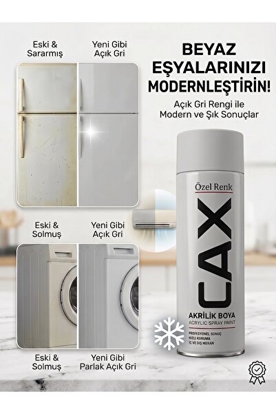 caxcolors Cax Beyaz Eşya Boyası Sprey 400 ml - Buzdolabı Çamaşır Makinesi Kli...