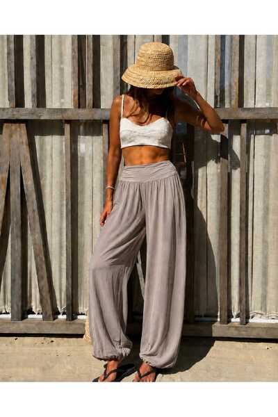 CES.İZ Women's Italian Viscose Shalwar Trousers with Elastic Waist, Loose Fit...