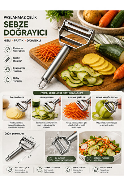 Mode Cool Stainless Steel Julienne Vegetable Peeler and Slicer - Carrot Zucch...