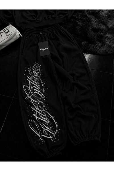 Violon Pantaloni de trening largi unisex Angel Stone, negri