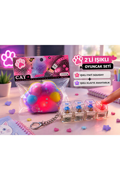 Blondcoo Trend 2’li Işıklı Oyuncak Seti – Işıklı Pati Squishy ve Işıklı Stres...