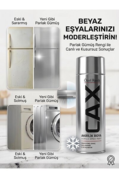 caxcolors Cax Beyaz Eşya Boyası Sprey 400 ml - Buzdolabı Çamaşır Makinesi Kli...