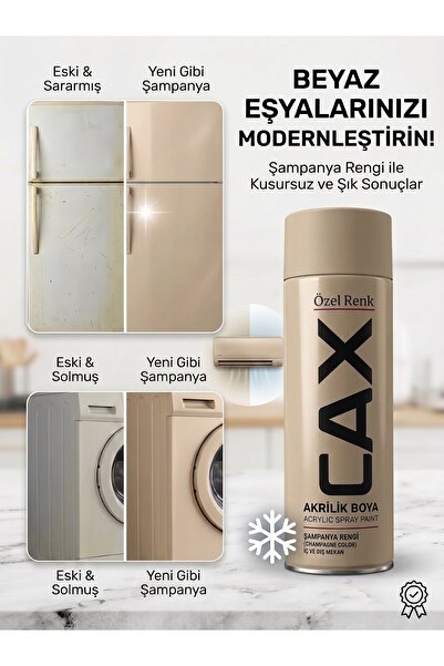 caxcolors Cax Beyaz Eşya Boyası Sprey 400 ml - Buzdolabı Çamaşır Makinesi Kli...