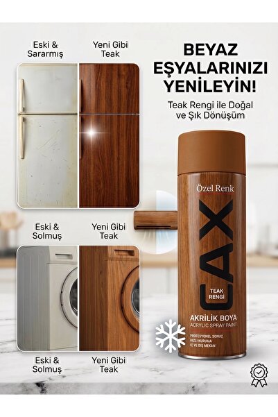 caxcolors Cax Beyaz Eşya Boyası Sprey 400 ml - Buzdolabı Çamaşır Makinesi Kli...