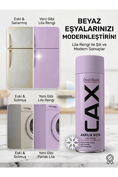 caxcolors Cax Beyaz Eşya Boyası Sprey 400 ml - Buzdolabı Çamaşır Makinesi Kli...