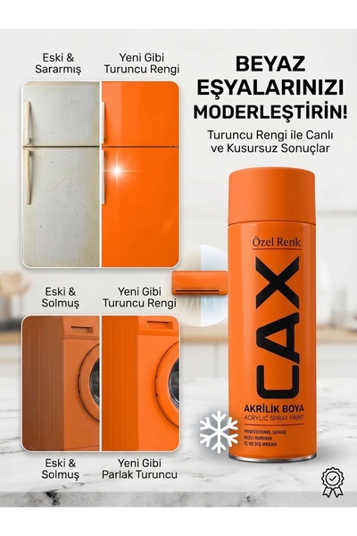 caxcolors Cax Beyaz Eşya Boyası Sprey 400 ml - Buzdolabı Çamaşır Makinesi Kli...