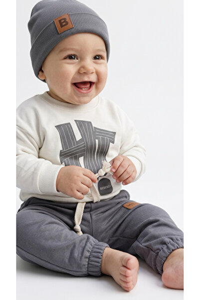 ASİLA Bereli Embossed Hi Printed Baby Boy Top and Bottom 3-Piece Set
