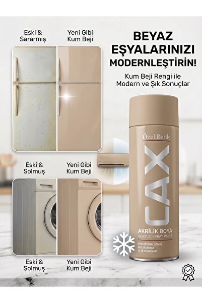 caxcolors Cax Beyaz Eşya Boyası Sprey 400 ml - Buzdolabı Çamaşır Makinesi Kli...