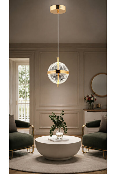 KKG ELEKTRİK Küre Tekli Rose Gold Ledli Modern 3 Renk Led Avize