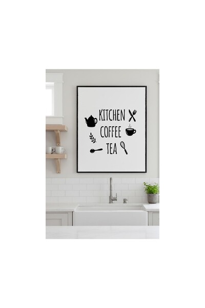 Safir Design Modern Mutfak Sanatı,kitchen Coffee Tea Yazılı Çerçeveli Tablo