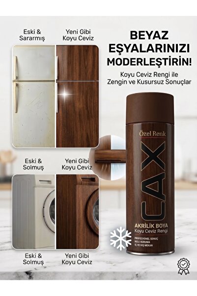 caxcolors Cax Beyaz Eşya Boyası Sprey 400 ml - Buzdolabı Çamaşır Makinesi Kli...