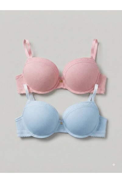 nixci intimates %100 Pamuklu Balenli Push Up Dolgulu Dantel Detaylı Sütyen 75...