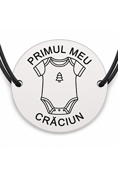 Simoshop Brățară argint 925 cu bănuț gravat body de bebe cu brăduț, șnur negr...