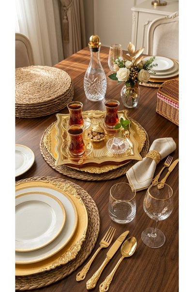 ASEL PLAST Gold 6-Piece Metal Delicate Square Presentation Tray-Gold