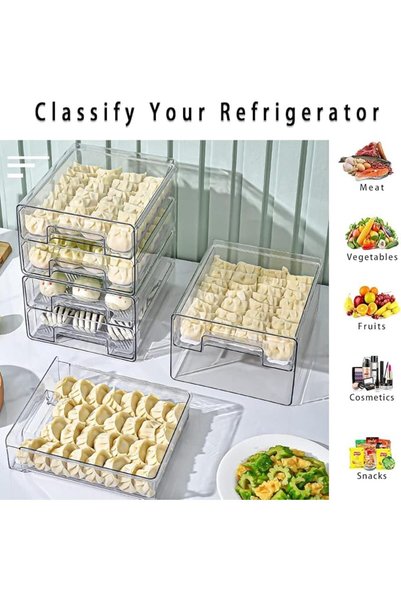 HOOKOR Hocor Stackable Refrigerator Drawers Pull Out Bins Double Layer Fridge Organizer Box Refrigerator Organizer