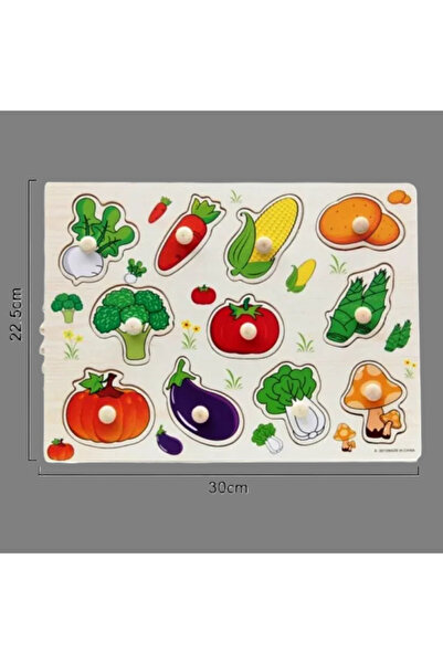 Generic Brand Puzzle din Lemn Legume cu Manere – Jucărie Educativă Montessori...