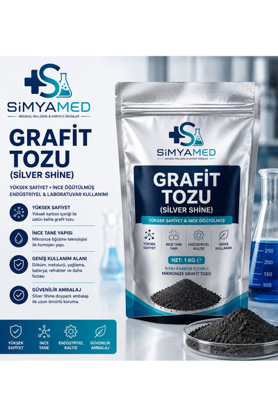 SİMYAMED SAF GRAFİT TOZU SİLVER SHİNE 1 KG 25 MİKRON