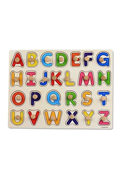 Generic Brand Puzzle din Lemn Alfabet cu manere – Litere Mari A-Z, Jucărie Ed...